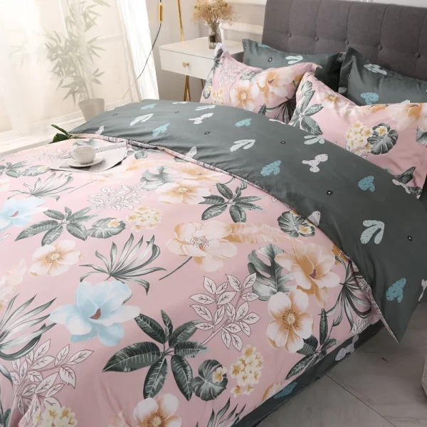 Bedding Duvet Cover with Zipper Closure Floral Pattern Soft Microfiber Comforter Cover with Envelop Pillowcase - Image 3