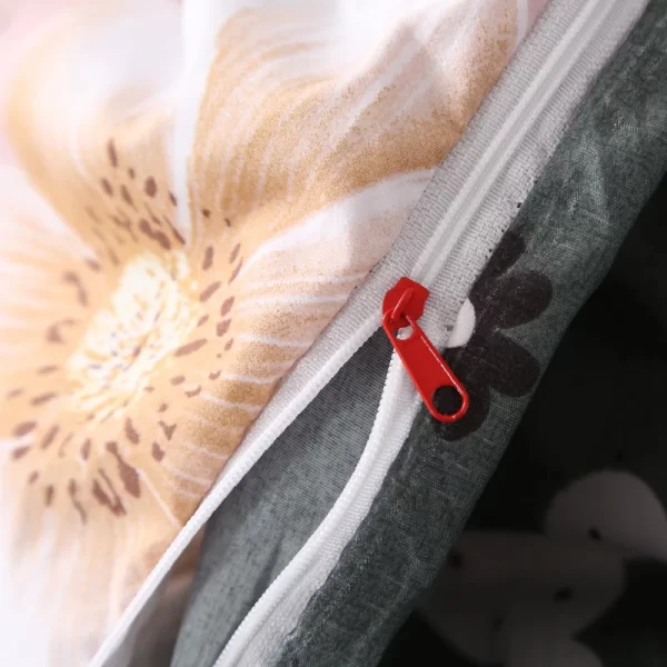 Bedding Duvet Cover with Zipper Closure Floral Pattern Soft Microfiber Comforter Cover with Envelop Pillowcase - Image 5